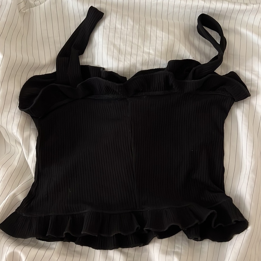 Reformation Trixie Ribbed Crop Ruffle Tank - Picture 5 of 7